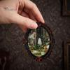 Niche Holiday Gift for Friends Retro Gothic Halloween Refrigerator Magnet, Distressed Oval Photo Frame Frige Magnets, Dark Academia Kitchen
