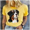 Men Nand Women's Polyester 100% 2D Dog Print T-shirt Loose Round Neck Casual Short Sleeve Fashion Top  Clothing Summer
