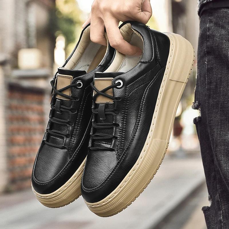 New Mens Luxury Casual Shoes High Quality Brand Leather Snekaers Comfort Lace Up Designer Sport Shoes Business Tennis Masculino