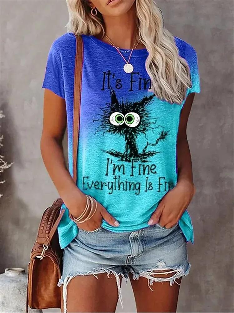 3D Print T-shirts Women Streetwear Summer Cartoon Cats Fine  Casual Fashion Short Sleeve T Shirt O-neck Tees Tops Clothing
