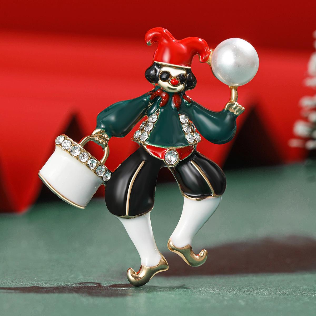 Christmas Ornaments European and American Fashion Cartoon Dripping Clown Brooch Versatile 3CM*5CM
