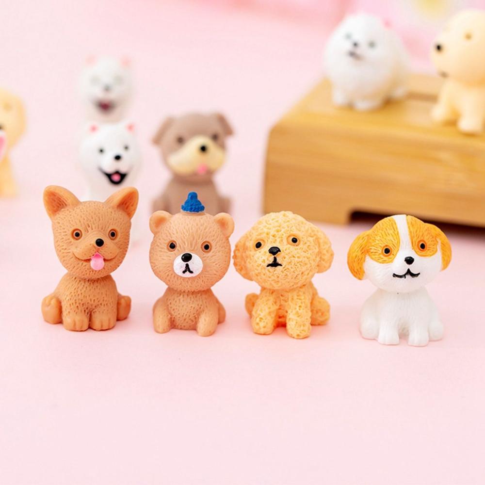 DIY Creative Resin Puppy Statue Mini Animal Miniature Dog Ornament Figurines Cake Decoration