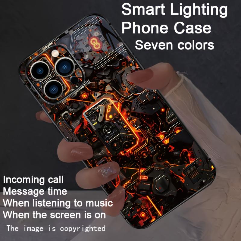 PCBA Mechanical Flash Light Phone Case For iPhone 17 Air 16 15 14 7 8 Plus 13 12 11 Pro Max Full Protect Glass LED Phone Fundas