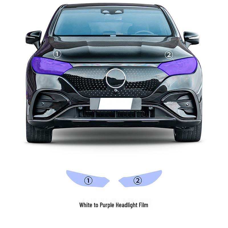 Film Protecteur TPU à Changement de Couleur Contrôlé par la Lumière pour Mercedes-Benz EQE: Blanc à Violet/Noir