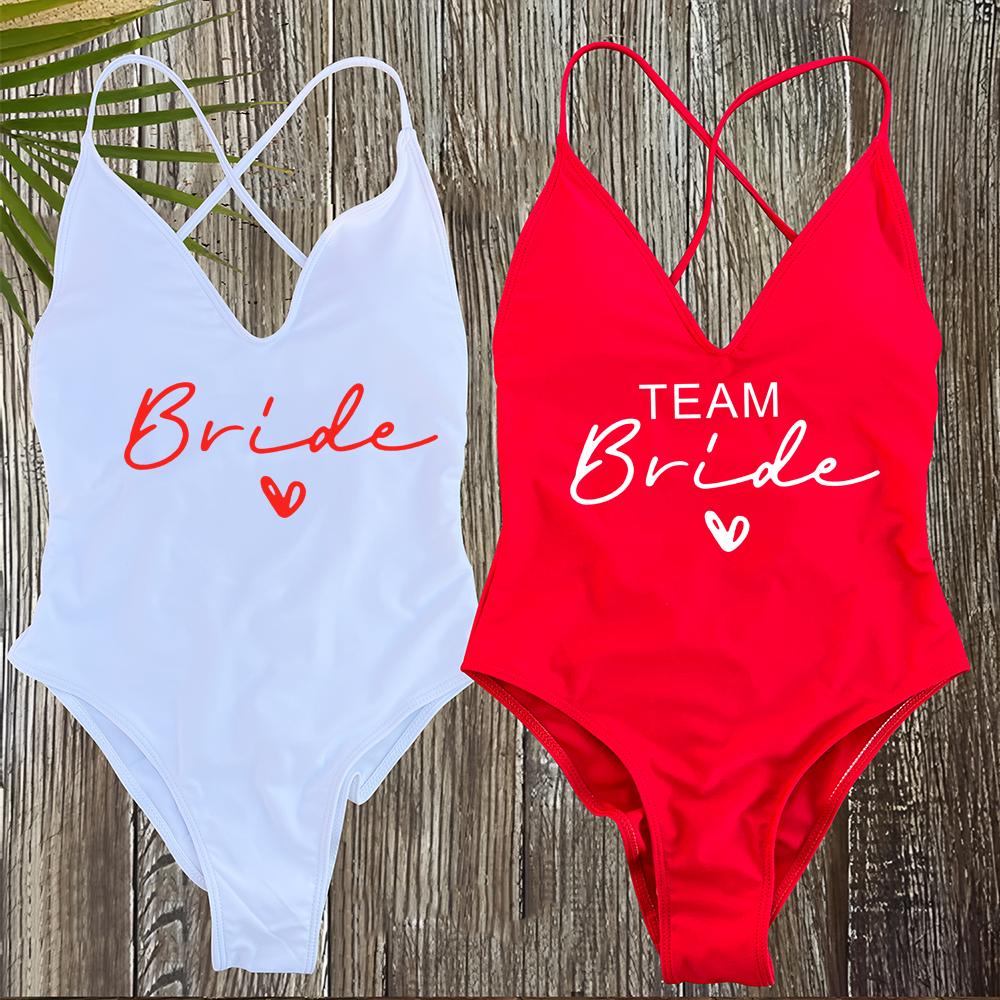 Sexy Padded One Piece Swimsuit Women Team Bride Swimwear Bikini Summer Bathing Suit Plus Size Beachwear Bachelorette Party Lady