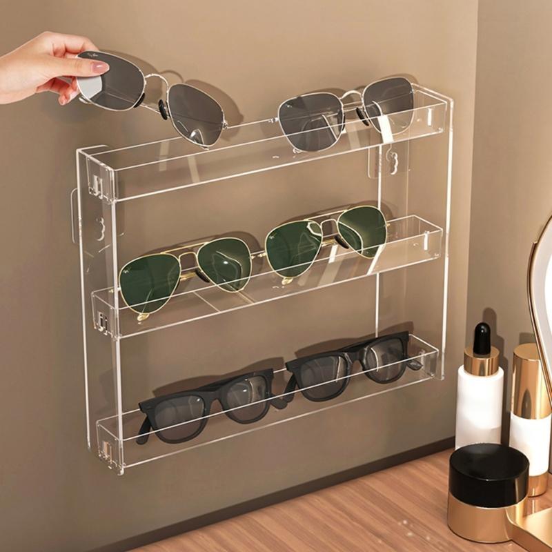 J0MC Sunglasses Wall Mounted Glasses Holder,Clear Eyeglass Display Rack for Multiple Eyeglasses Gifts