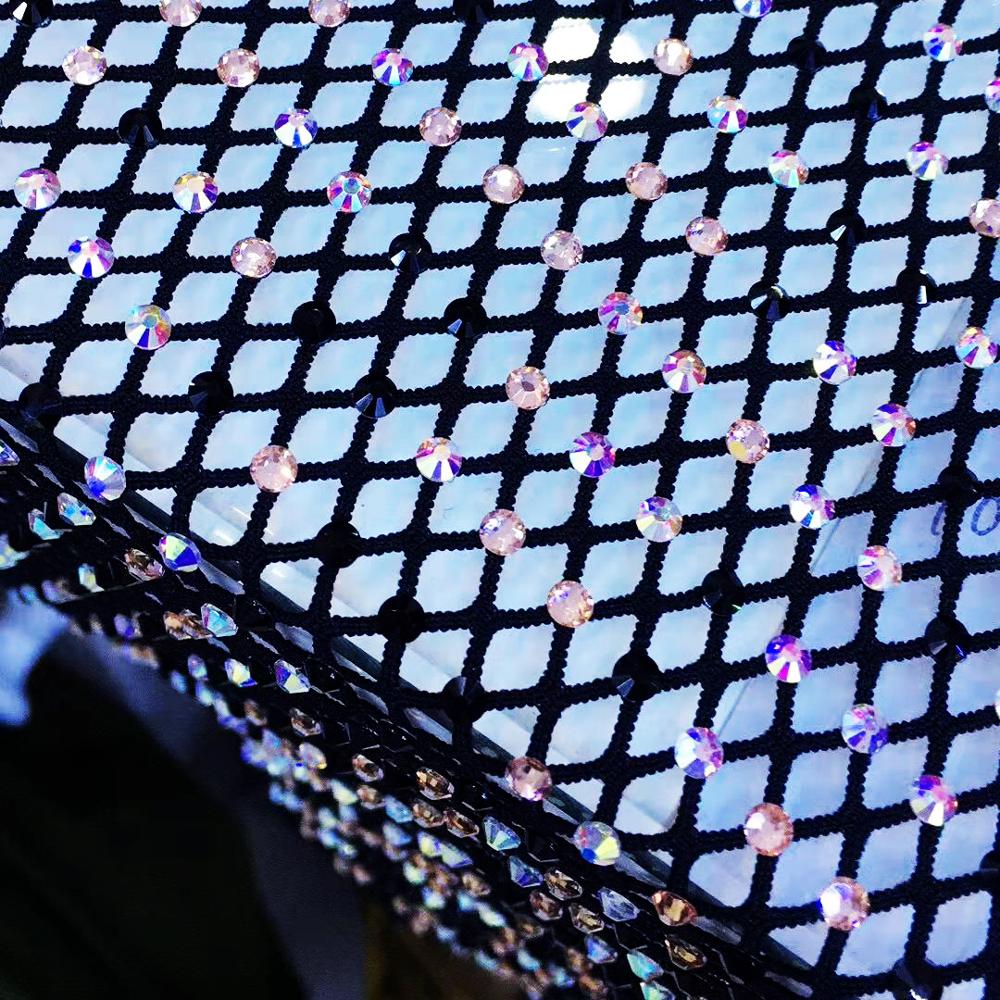 Dehnbares elastisches Netzgewebe-Besatz Hotfix Kristallglas Strass-Besatz Netzgewebe für Schuh-Bekleidungszubehör