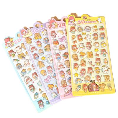 Haorange 3D Decorative 3D Relief DIY Diary Stickers for Mobile Anime Character Set of 4 Stickers, Series, Phones, PVC, Multicolor, Waterproof, Design,