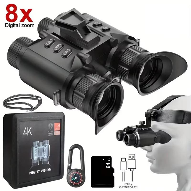 4K Binoculars with Protective Goggles and 8x Digital Zoom Night Vision Device Can Be Used for Outdoor Camping 1.44 Inch dual