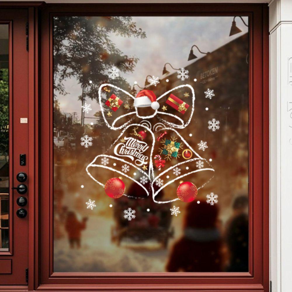 Waterproof Christmas Bell Window Clings Large Christmas Window Stickers  Glass Door