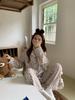 11 ins breathable home pajamas small lapel women's simple cotton double-layer yarn pajamas loungewear