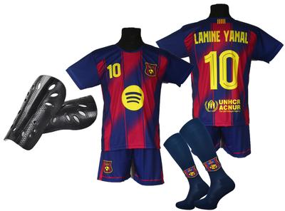 LAMINE YAMAL Children's Football Uniform + Socks + Shin Guards - Size 134