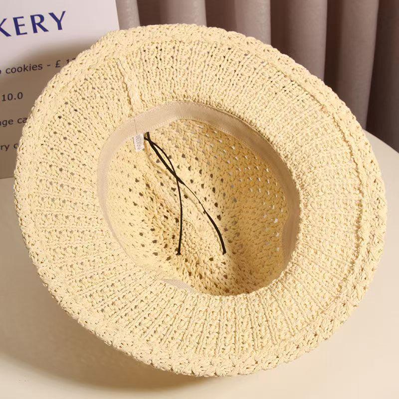 Summer Women Hollowing Out Straw Hat Outdoor Seaside Vacation Visor Cap Casual Shade Panama Sun Hats Fashion Jazz Top Beach Hat
