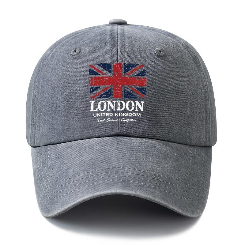 Unisex Fashion Versatile Printed LONDON Baseball Cap Classic Vintage Washed Outdoor Lightweight Curved Brim Hat Trucker Cap S