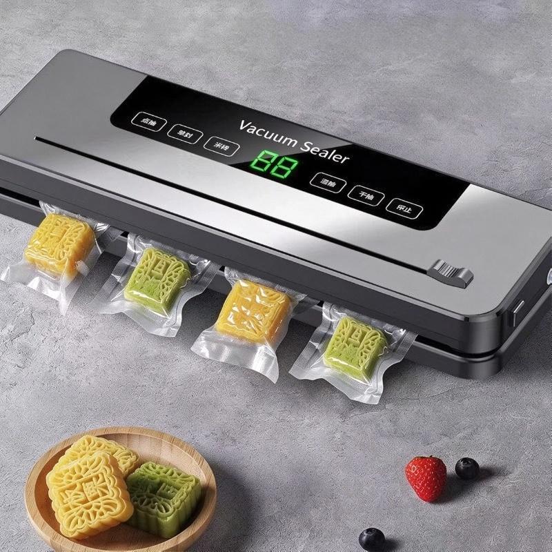 1Set Kitchen Food Storage Seal Electric Vacuum Sealer Built-In Cutter Touch Button Dry/Wet Food Sealing Vacuum Packaging Machine