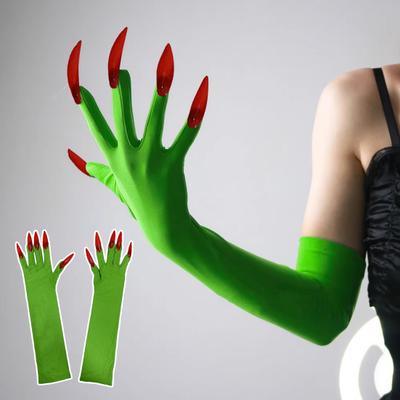 Long Finger Claw Gloves Women Paw Gloves with Long Fingernail Halloween Witch Denom Cosplay Costume for Role-Playing Stage Performance