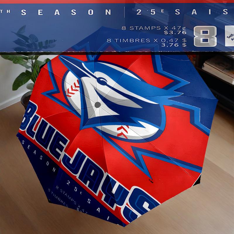 Blue Jays Baseball Season Umbrella 8-Frame for Travel, Camping, Casual Lightweight Portable Umbrella, Essential for Every Family Holidays Gift