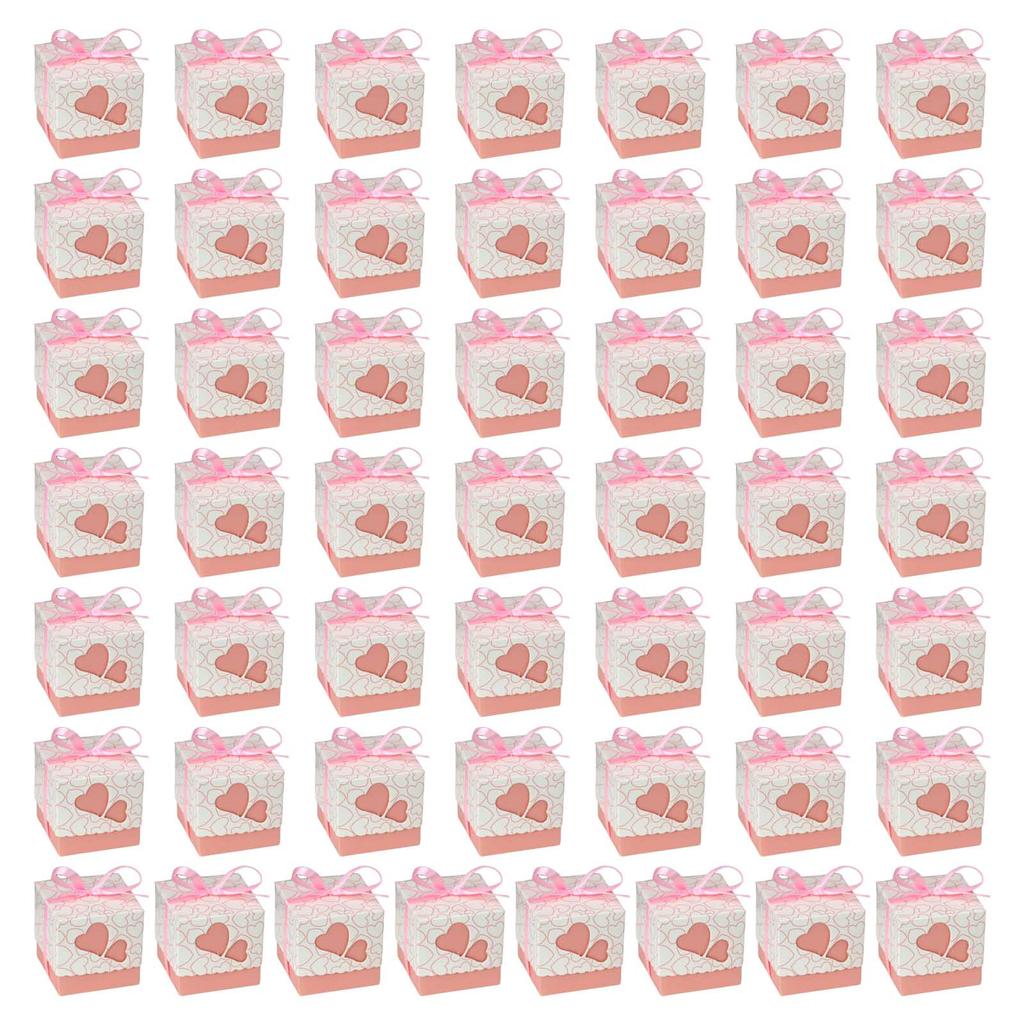50 Stück Liebesherz-Pralinenschachtel, quadratisch, multifunktionaler Organizer für den Haushalt, für Hochzeit, Geburtstag, Neujahrsparty, Dekoration