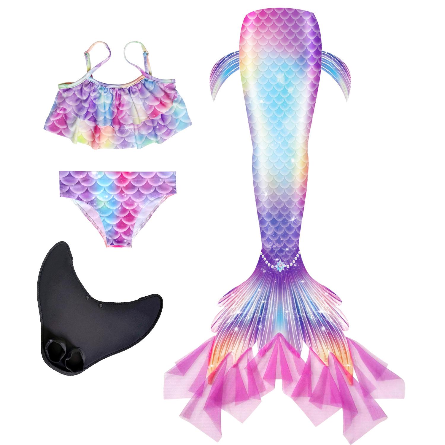 Got Now Zeemeermin Zwempak 3-delige Set voor Meisjes: Staart, Top, Bikini - Verkrijgbaar in S, M, L 130