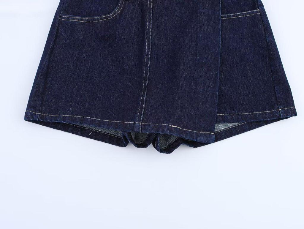 TAOP&ZA Spring/Summer Women's Fashion Denim Short Shirt & Midi Skirt Set