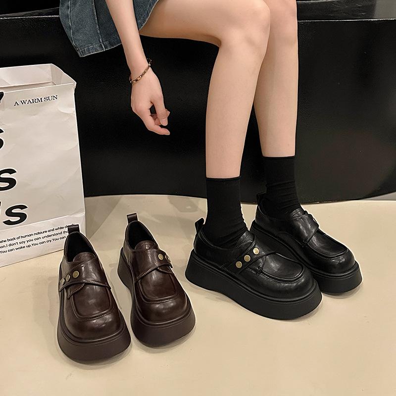 British Style Platform Small Leather Shoes Women's Spring 2025 Fashion New Korean Casual Versatile One Pedal
