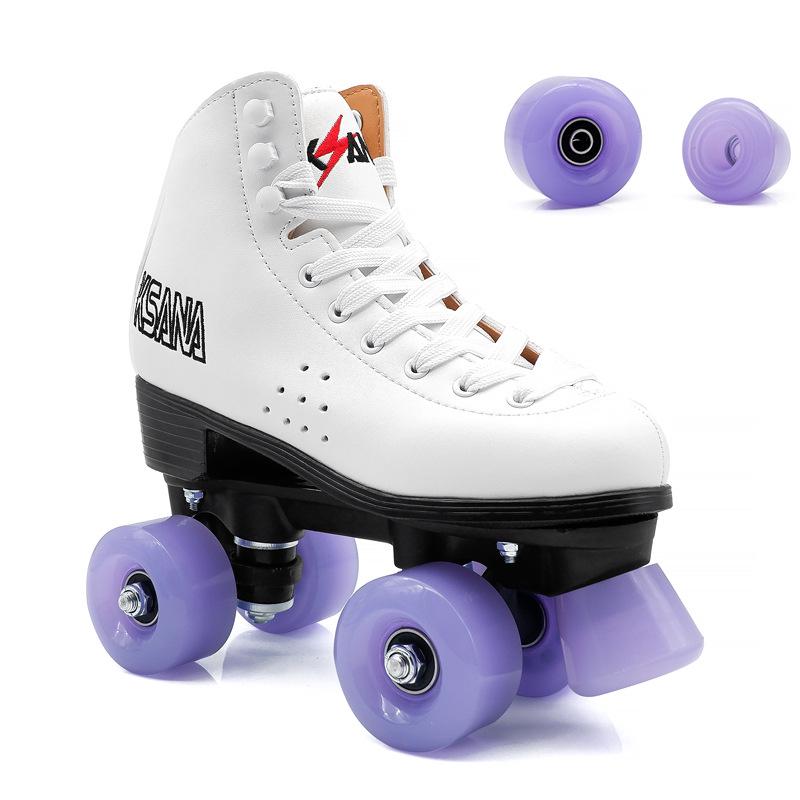 Double-Row Roller Skates with Translucent High-Elastic PU Jelly Wheels