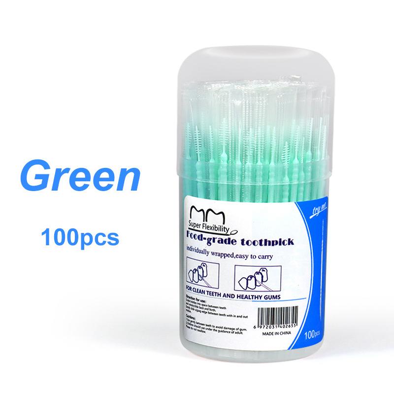 

Двусторонняя зубная нить в форме рыбьей кости, одноразовая пластиковая зубочистка, зубная нить, межзубная щетка, инструмент для чистки полости рта зелёный