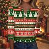 Women's Fashion Casual Christmas Print V-Neck Button Three-Quarter Sleeve T-Shirt Blouse