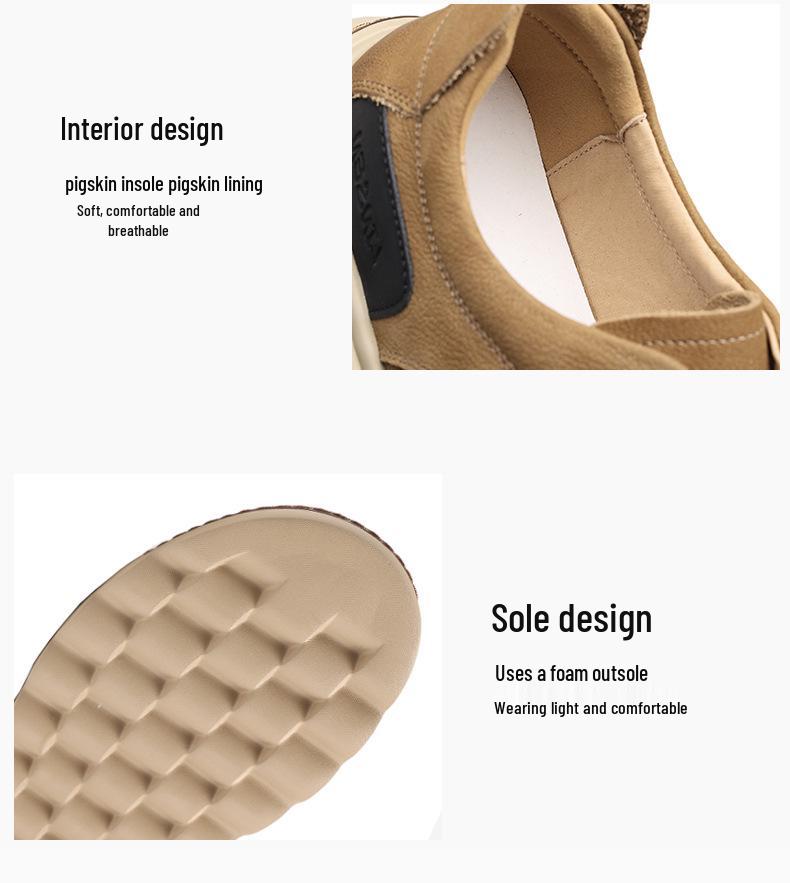 Men's Retro Genuine Leather Thick Sole Casual Shoes - 2025 Autumn Collection