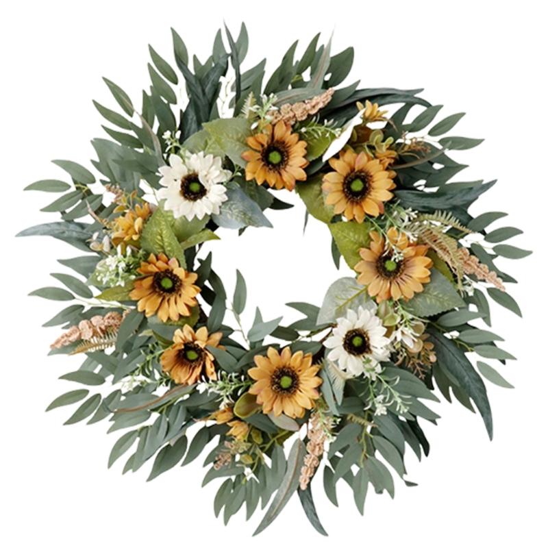 

Artificial Flower Wreath Front Door Wreath Spring Wreath for Front Door Farmhouses Garden Wedding Decorations оранжевый