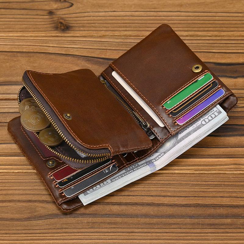 Vintage Male Purse Genuine Leather Cowskin Short Wallet For Men Retro Fashion Business Wallet Mans Card Holder Coin Wallets