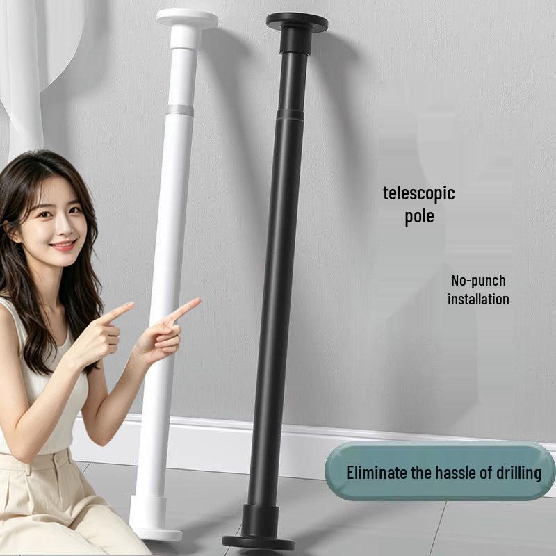 No-Drill Telescopic Clothes Drying and Curtain Rod – Strong Load-Bearing Roman Support for Door and Shower Curtains