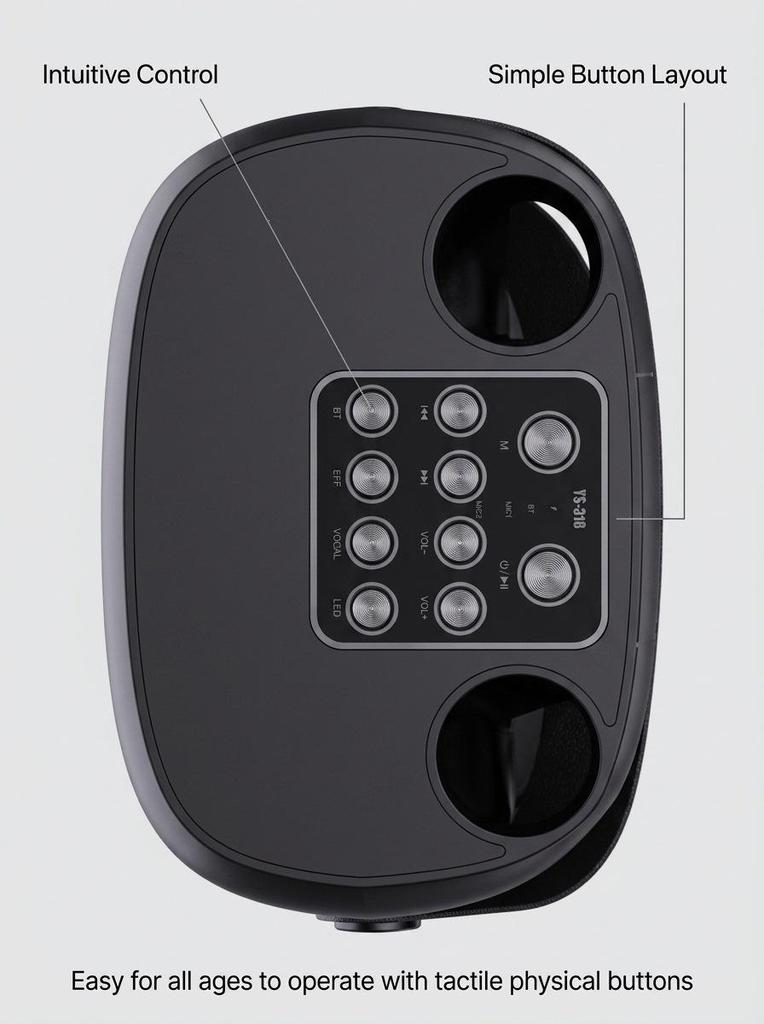 YS318 Portable Bluetooth Speaker with High Power, Heavy Bass, and Dual Microphones for Home KTV.