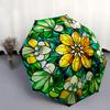 Stained Garden: Vibrant Floral Window ArtUmbrella, Portable 3-Fold Compact Umbrella for Men & Women Gift