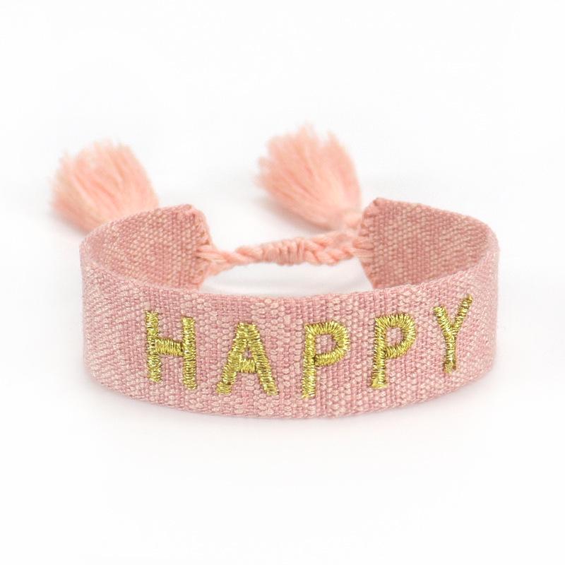 Handmade European Style Embroidered Love Bracelet with Tassels for Girls