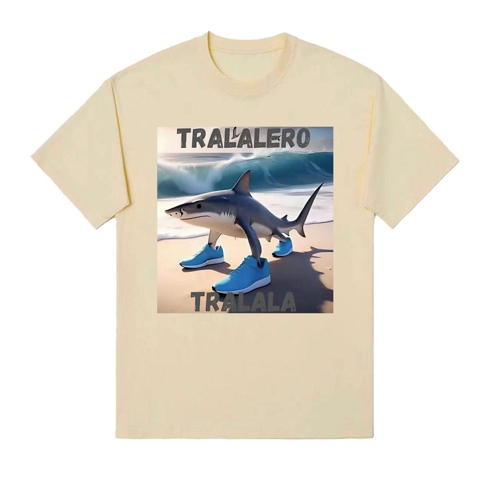 Funny Tralalero Tralala Running Shark Meme Tshirts Unisex Retro Hip Hop Oversized Tshirt Unisex Casual Cotton ONeck T Shirt Tops
