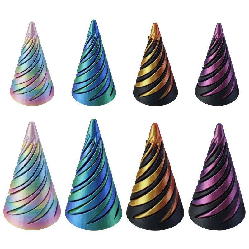 Rotating Pyramid 3D Printed Spiral Cone Three-dimensional Pyramid Desktop Figure Home Decoration Desk Accessories