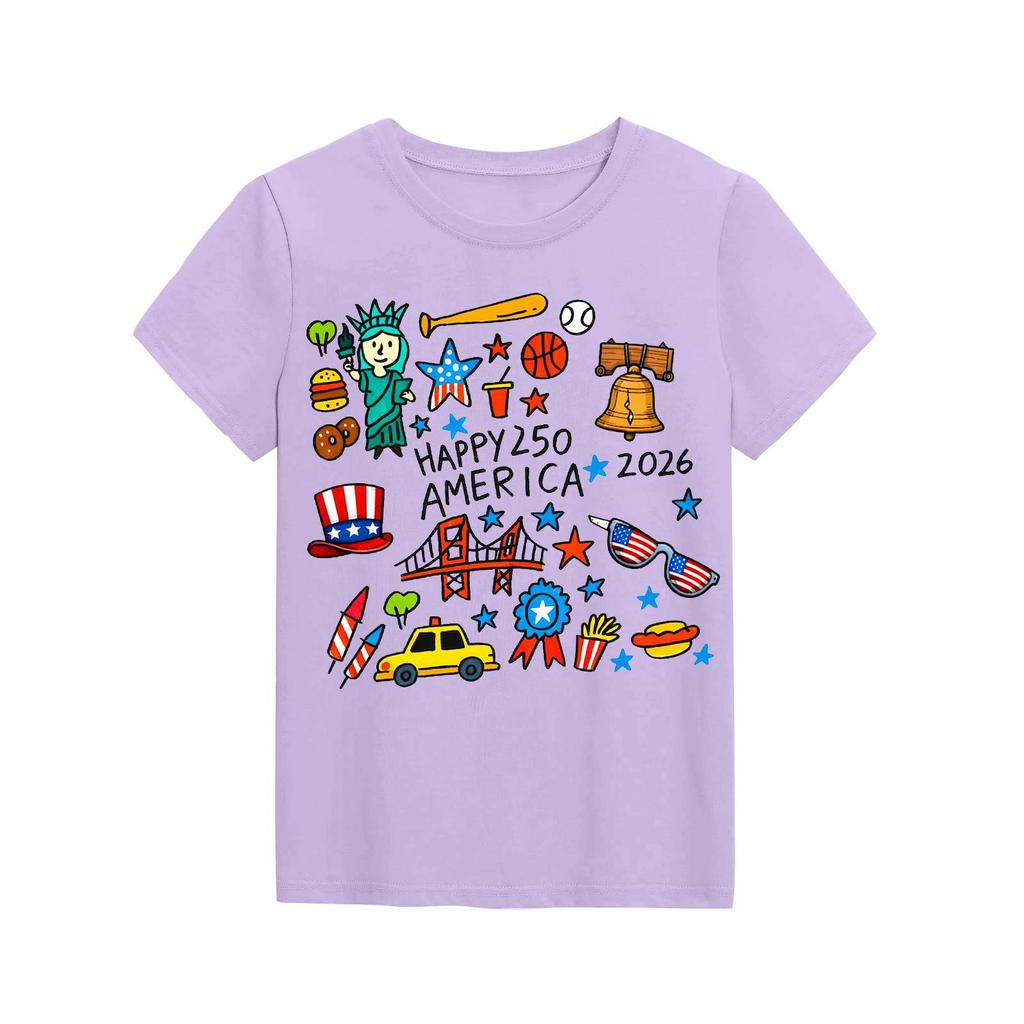 Modieuze tops met ronde hals, korte mouwen en print voor kinderen, zomertops