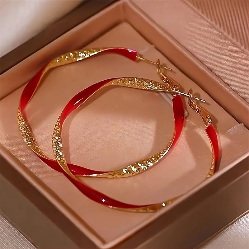 Потрясающие Красные Серьги-Кольца для Женщин - Продуманный Подарок для Вечеринок и Особых Случаев красный