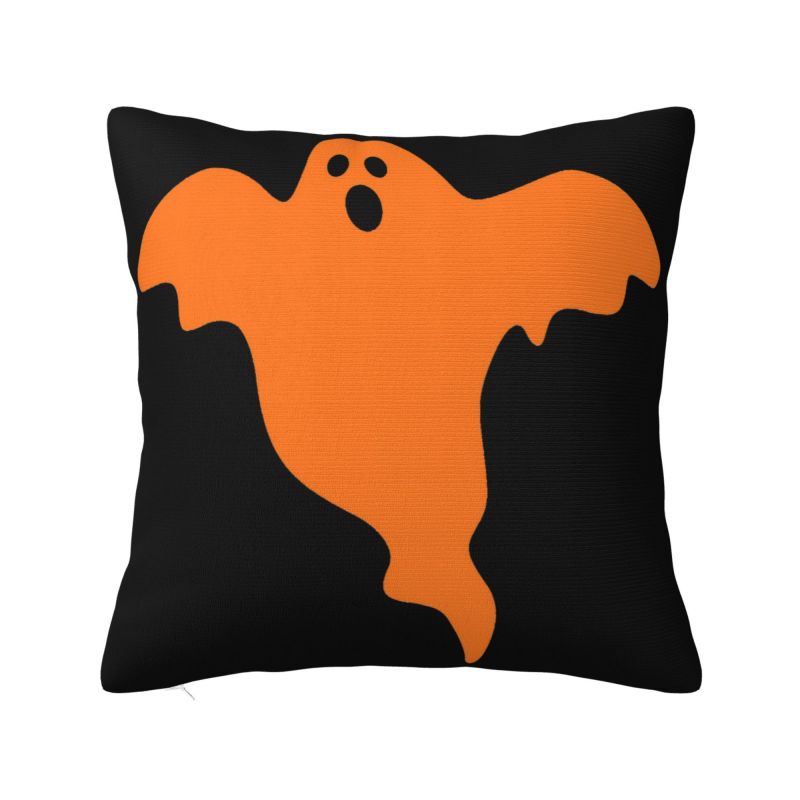 Halloween Horror Orange Ghost Pattern Pillowcover Decoration Cushions Cover Throw Pillow Case for Living Room Double-sided