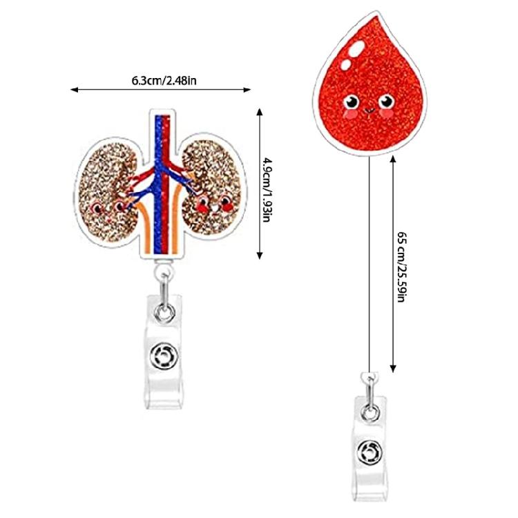 Multifuntional Acrylic Organ Badge Reel Cartoon Clip Brooch Doctor Nurse Badge Holder Suitable for Hospital Exhibitions