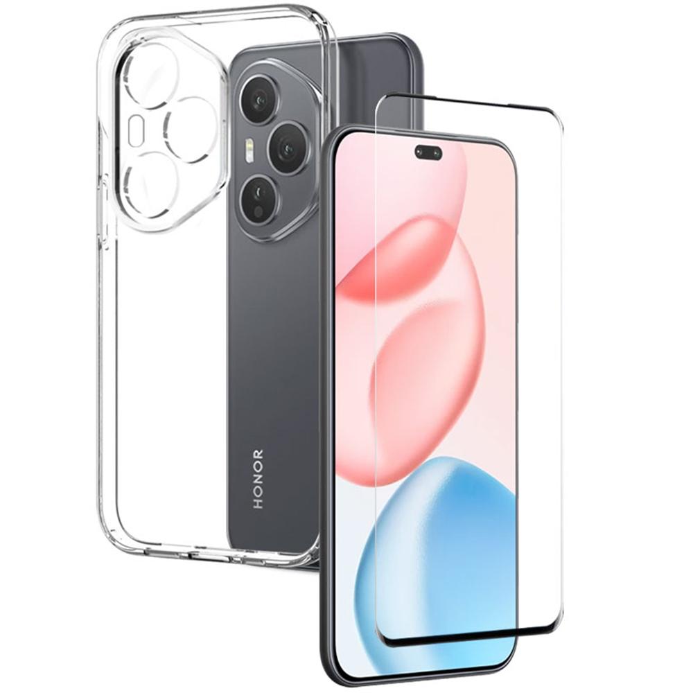 NORTHJO For Honor 400 Pro 5G (Global) Case Soft TPU Clear Phone Cover with Tempered Glass Screen Protector