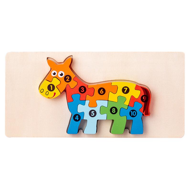 Wooden 3D Buckle Puzzle Cartoon Pattern Early Education Cognition Kid's Intellectual Development Toys Classical Wooden Puzzle