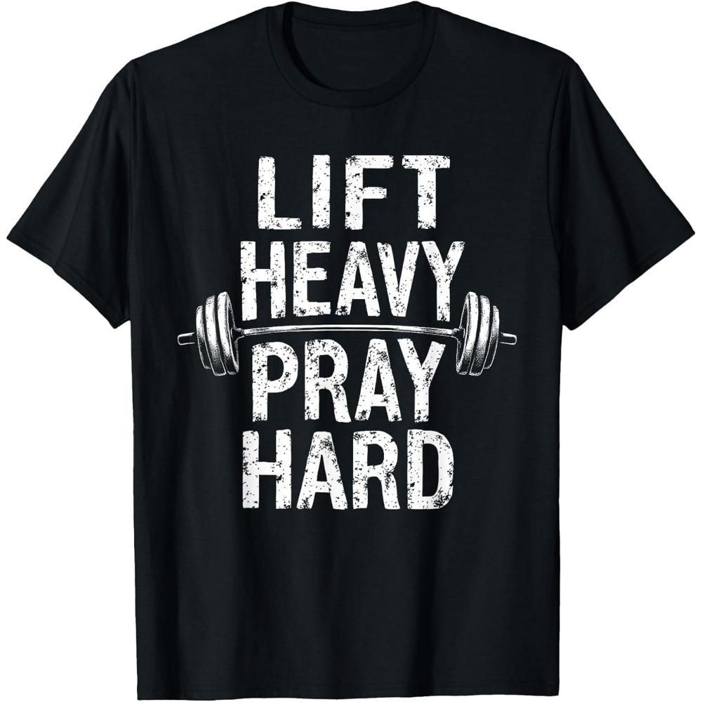 Lift Heavy Pray Hard Jesus Gym Weightlifter Deadlift Unisex TShirt Funny Summer High Quality Cotton Graphic T Shirts Ropa Hombre S