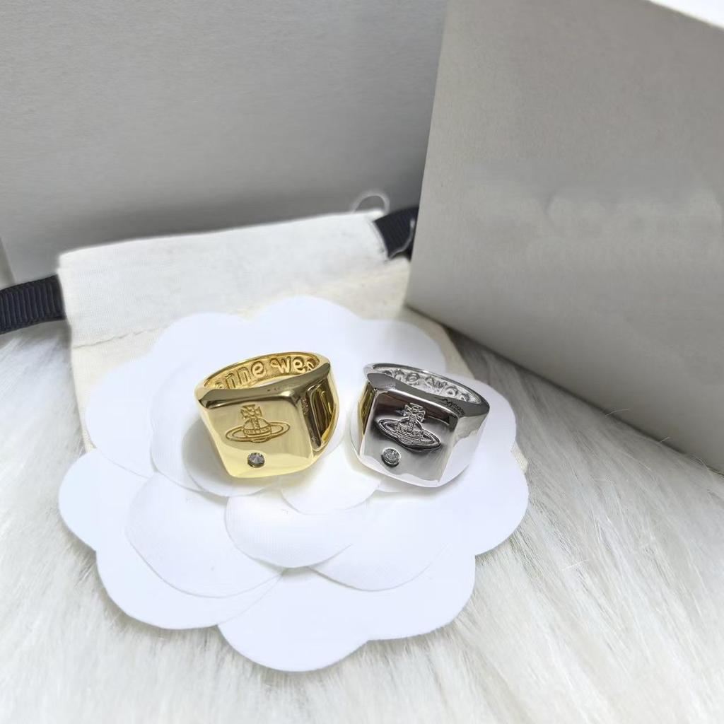 Vivienne Westwood Quadrat Stern Mond Saturn Diamantring - Damenmode, Hohe Qualität, Einfache Persönlichkeit Zeigefinger Schmuck