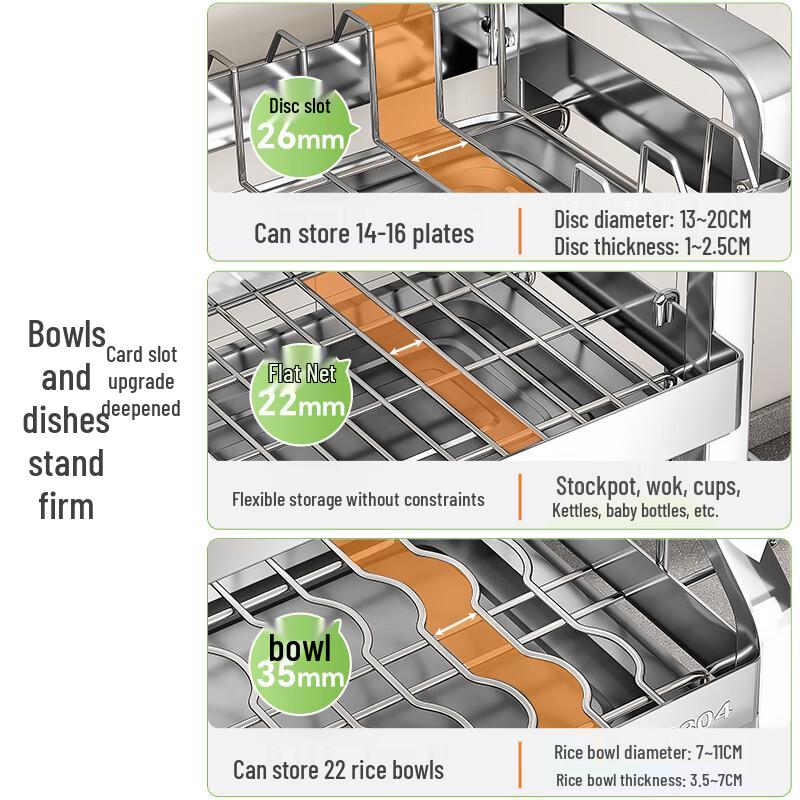 Shuaishi 304 Stainless Steel Kitchen Dish Drying Rack