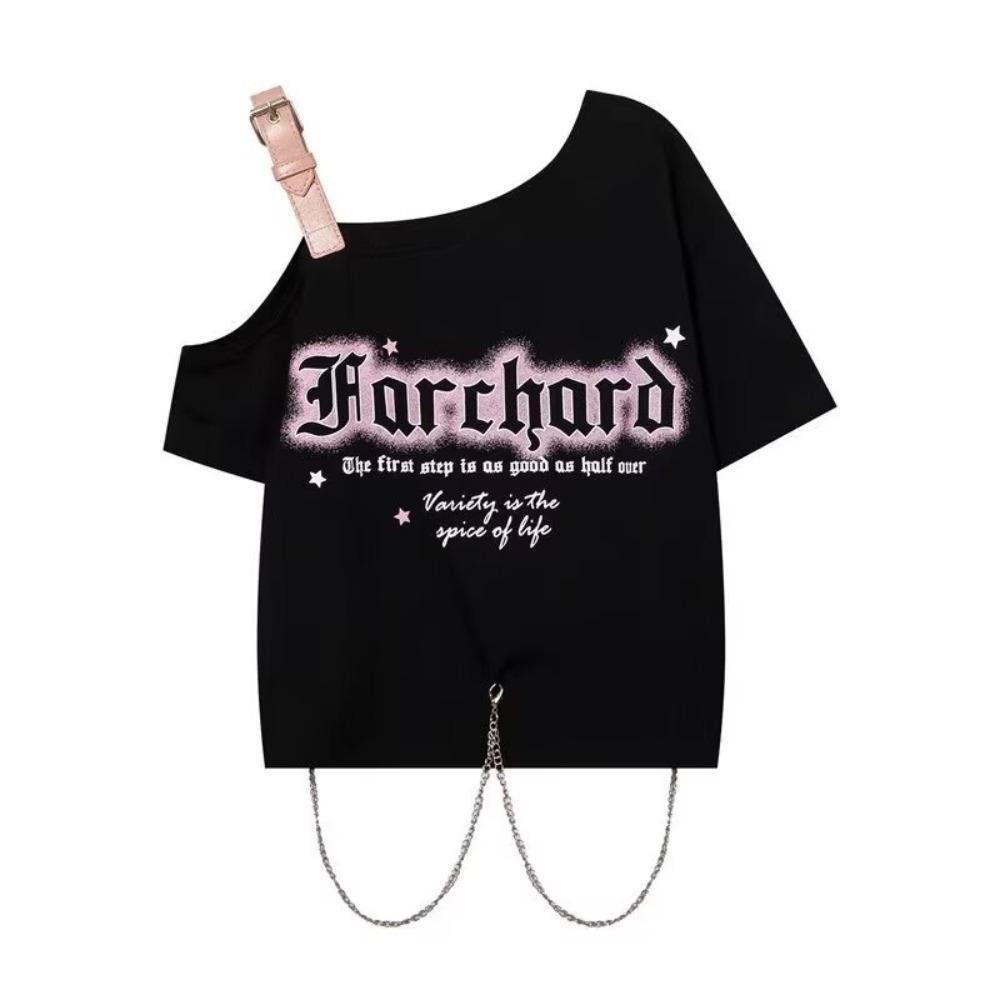 

Y2K Short Sleeve T Shirt Irregular Y2k Crop Top Soft Retro T-shirts Women Women S чёрный