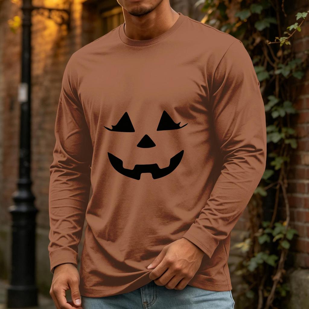 Men's Halloween Long Sleeve Neck Casual Top for Party