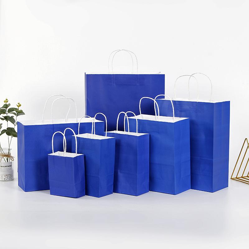 10 PCS/lot Gift Paper Bag with Handles Dark Color Festival Gift Bag Wedding Party Pure Dark Blue Craft Kraft Paper
