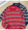 Men's Autumn/Winter High-End Retro Polo Collar Striped Mink Fur Sweater